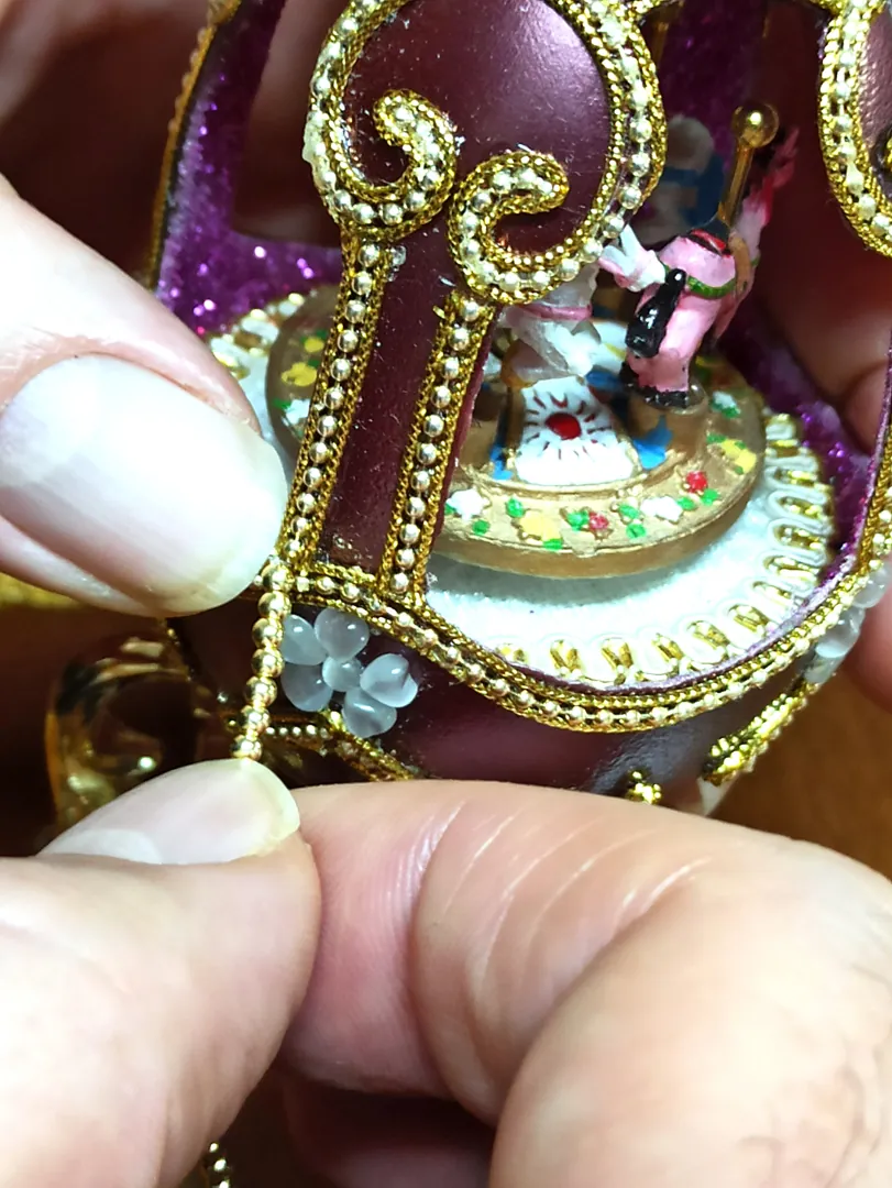 One of a Kind - Fabergé Egg Style Musical Carousel Horse Fabergé Necklace - Amethyst Bracelet - Purple Fabergé Egg 24k Handmade Fabergé Egg