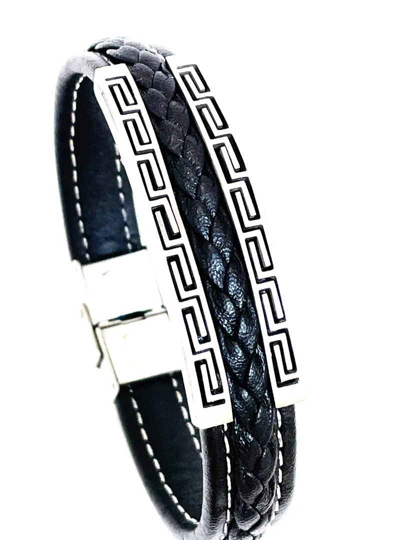 Pierre Lorren Meander Mens Bracelet Greek Jewelry Bracelet for Men SILVER GOLD Infinity Bracelet Greek Jewellery Ancient Greece Bangle Man