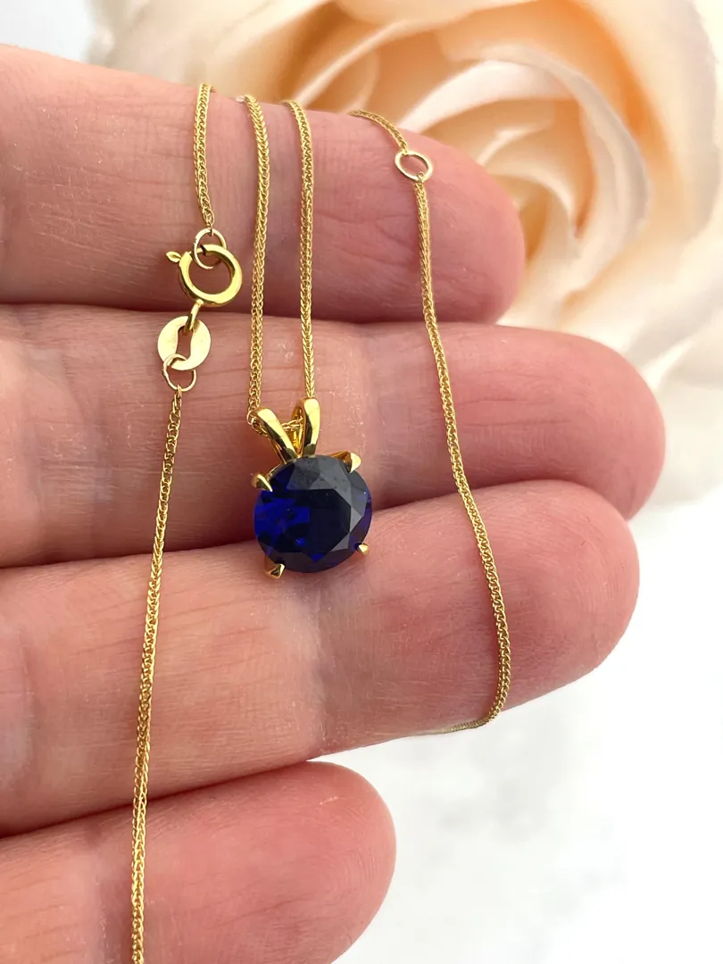 2 carat Certified NATURAL Sapphire Pendant Necklace Solitaire SOLID 18k Gold Sapphire Jewelry Fine Jewelry Birthday gift for her