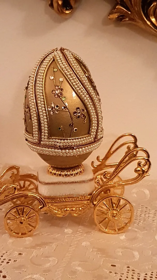 ONLY ONE Faberge Egg Style Music Antique Ring Box Bridal Wedding Anniversary Fabergé Egg Trinket Luxury Gift for Bride HANDCARVED Real Egg