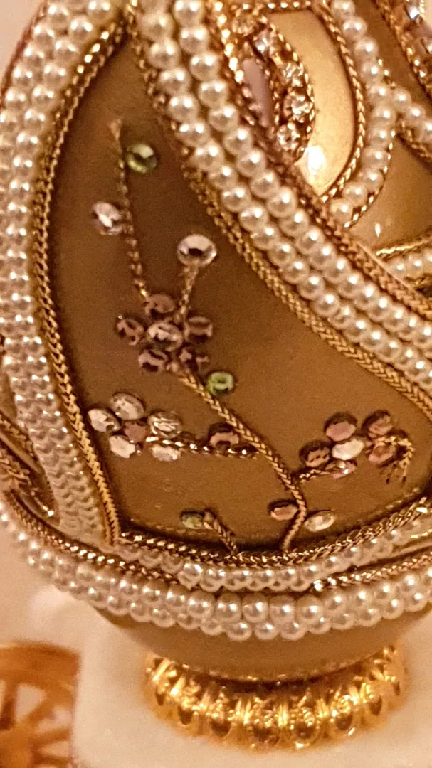 ONLY ONE Faberge Egg Style Music Antique Ring Box Bridal Wedding Anniversary Fabergé Egg Trinket Luxury Gift for Bride HANDCARVED Real Egg