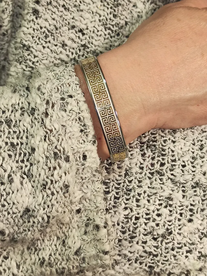 GREEK Bangle for Women 24kt GOLD Meander Bracelet / Ancient Greek Jewelry Gift for Bride ETERNITY Jewelry for Women Bridesmaids Moms Sister