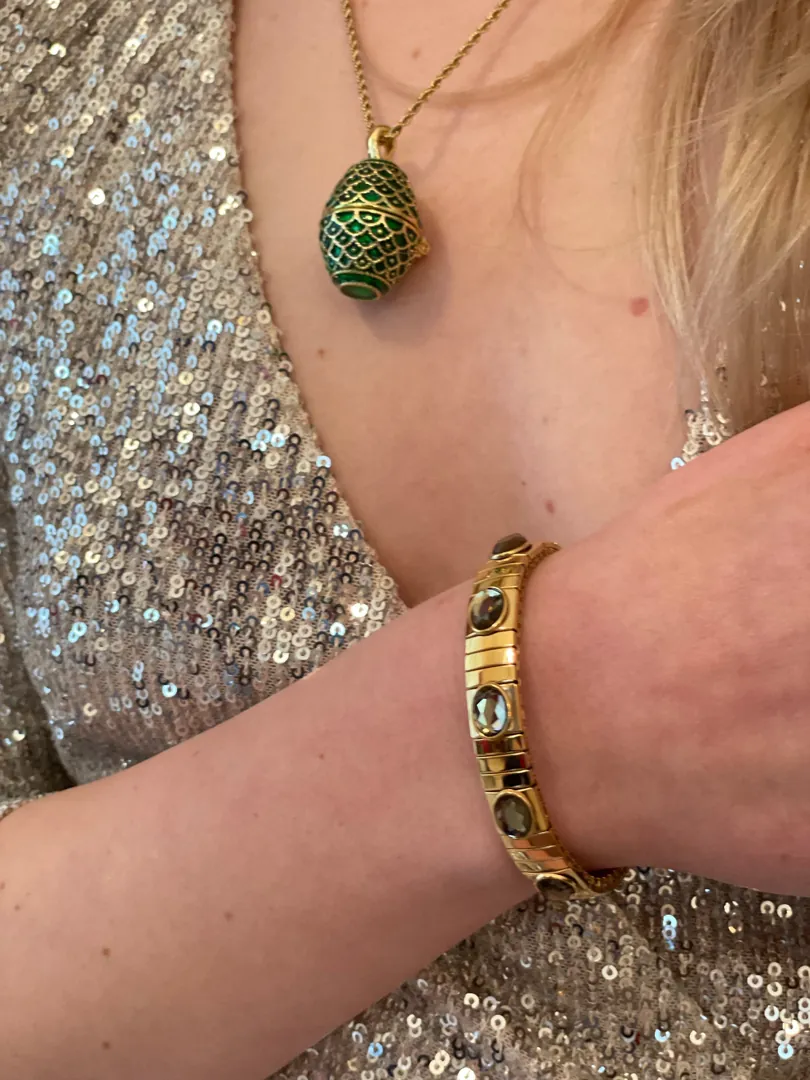 Faberge Easter Egg Unique Gift for Her Green Pendant & Bracelet SET Faberge Style Egg Faberge Necklace Handmade Jewelry for Mother's Day